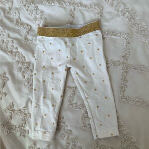 White Leggings with Gold Polka Dots